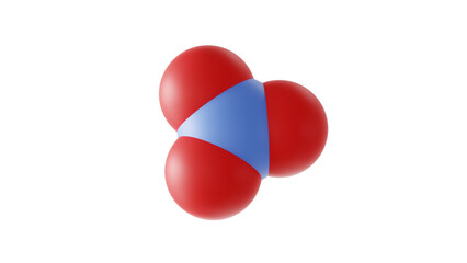 nitrate molecule, polyatomic ion, molecular structure, isolated 3d model van der Waals