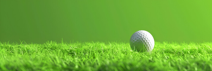 Golf Ball on Green Banner with Copy Space for Text, Golfing Concept for Sports Advertisement or Tournament Promotion, Generative AI

