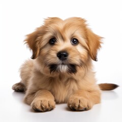 Obraz premium Adorable close-up of cute little puppy on a white background for high quality image request