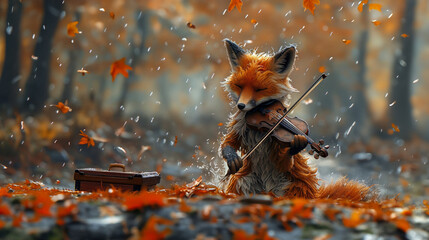 A fox playing the violin - 757275872
