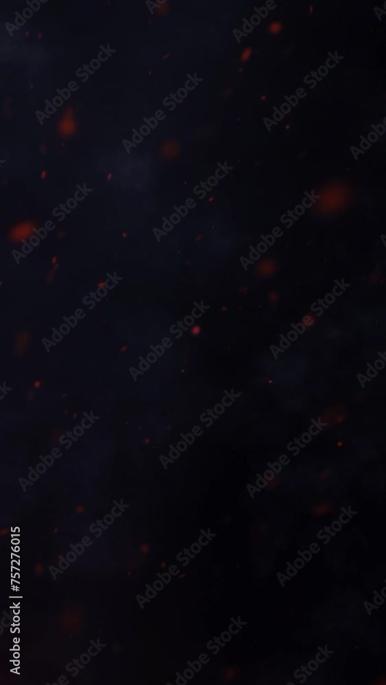 Wall mural vertical fire sparks against blue smoke 4k loop features a dark blue background with orange and red 