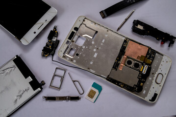 Photo of mobile phone parts on the table