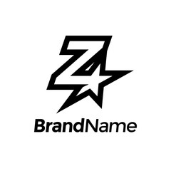 Modern and Stylist Initial Z Star Logo