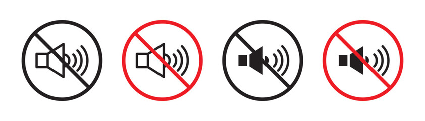 Restrictions on Making Noise Vector Icon Set. Sound Limitation vector symbol for UI design.