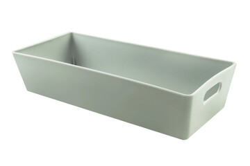 Grey storage plastic box isolated on white  background