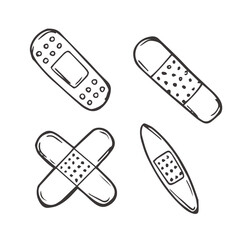 Sticking plaster vector sketch isolated on white background. Doodle band aid. Bandage illustration in vector