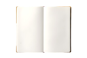 Blank opened notebook mock up top view isolated on transparent background