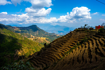 Dramatic Terraces Overlooking the Valley on the Kutumsang-Chisopani Trek, Nepa