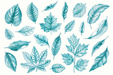 Set of leaves. Hand drawn decorative elements.