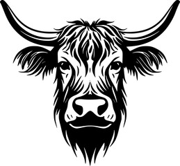 Highland Cow - Minimalist and Flat Logo - Vector illustration