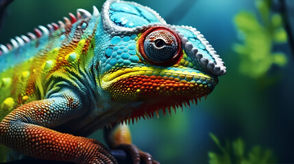 Obraz premium Colorful chameleon on background