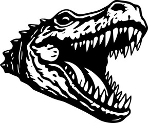 Crocodile - Black and White Isolated Icon - Vector illustration