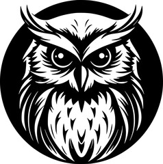 Owl Baby | Black and White Vector illustration