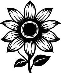Sunflower - Black and White Isolated Icon - Vector illustration