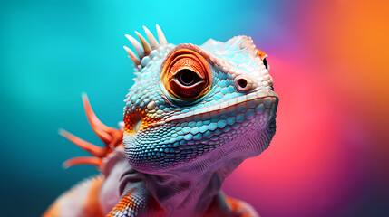 Fototapeta premium Colorful chameleon on background