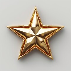 Shiny golden star award isolated on grey background - 757283437