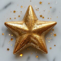 Shiny golden star award isolated on grey background - 757283484