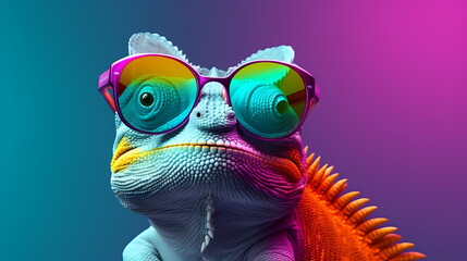 Fototapeta premium Colorful chameleon on background
