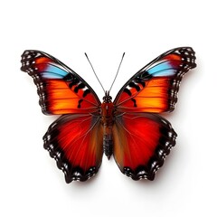 red Colored butterfly isolated on white background