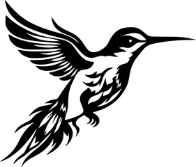 Hummingbird | Black and White Vector illustration