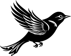 Sparrow | Black and White Vector illustration
