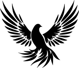 Dove - Black and White Isolated Icon - Vector illustration - obrazy, fototapety, plakaty