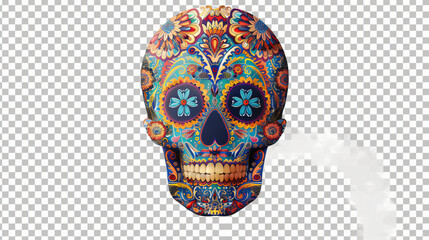 Sugar skull isolated on transparent background
