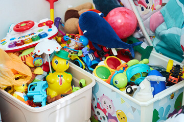 A box with a lot of children's toys