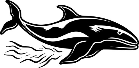 Whale - Black and White Isolated Icon - Vector illustration