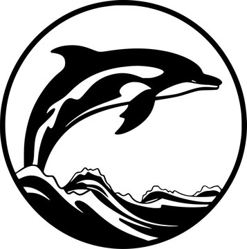 recommend clip art: Dolphin - Black and White Isolated Icon - Vector illustration