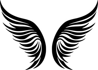 Obraz premium Angel Wings | Black and White Vector illustration