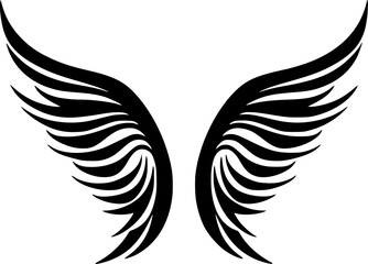 Angel Wings | Black and White Vector illustration