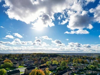 Fototapeten High Angle view of Hemel Hempstead City of England with Dramatical Clouds © Nasim