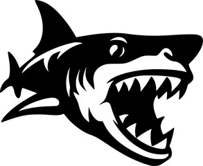 Shark - Black and White Isolated Icon - Vector illustration