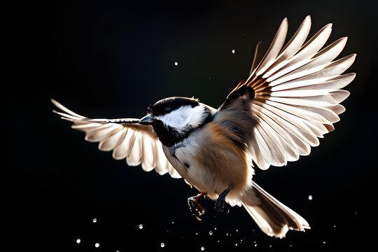 marsh tit in vigorous motion