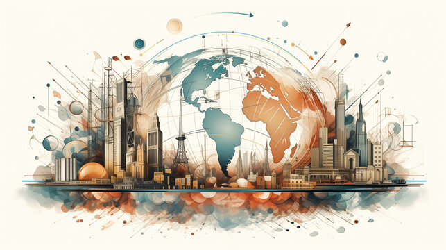 worldwide globalization and international business, global trade and economy shipping, networking of goods shipping and logistics