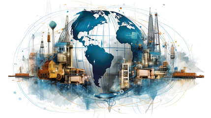 worldwide globalization and international business, global trade and economy shipping, networking of goods shipping and logistics