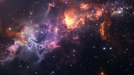 A dreamy celestial background featuring stars nebulae