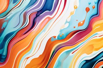 Obraz premium Closeup of abstract watercolor paint background texture with liquid fluid marbled paper texture banner texture. Generative AI (생성형 AI)