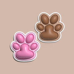 Cat paw cute with pink and brown color print