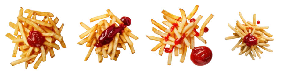Foto op Plexiglas french fries with ketchupfrench fries with ketchup on white transparent background png © FIAZ