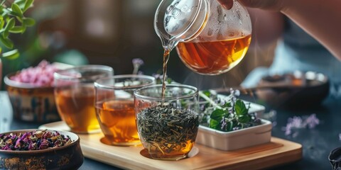 Herbal tea startup pitch, entrepreneur presenting organic teas in an eco-friendly package, investors engaged