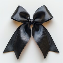 Elegant satin bow with decorative trim isolated on white - 757294834