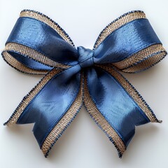 Elegant satin bow with decorative trim isolated on white - 757294863