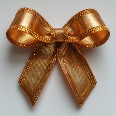 Elegant satin bow with decorative trim isolated on white - 757295465