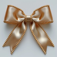 Elegant satin bow with decorative trim isolated on white - 757295469
