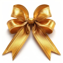 Elegant satin bow with decorative trim isolated on white - 757295616