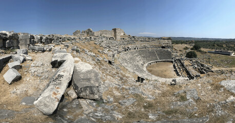 Ultra Quality Naturel Color, Panoramic Ancient theater, Miletus Ancient City, Turkiye