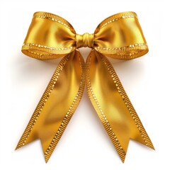 Elegant satin bow with decorative trim isolated on white - 757295676