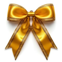 Elegant satin bow with decorative trim isolated on white - 757295834